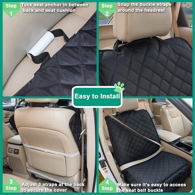 Waterproof Front Seat Cover Dog Car Seat Covers Nonslip and Full Protection with Side Flaps Fits Most Cars, Trucks, SUVs(Black, 1Pack) - Image 5