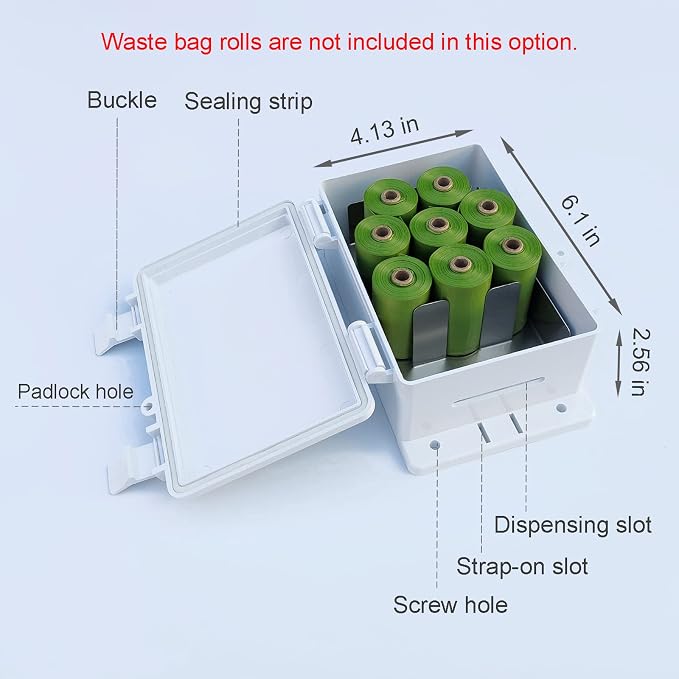 Dog Poop Bag Dispenser Wall Mounted Waterproof Outdoor Pet Waste Bags Dispenser Station Stake, Pole, Fence Mounted fits Home, Porch, Back Yard (white,only dispenser) - Image 6