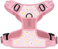 Rnivvi No Pull Dog Harness, Cute Flower Reflective Medium Sized Puppy Harness, Adjustable Soft Padded Vest for Medium Dogs, Heavy Duty Pet Vest with Easy Control Handle for Walking, Pink Floral by Rnivvi