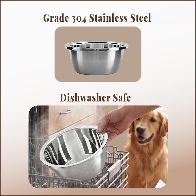 Dog Bowl, Stainless Steel for Large Breeds, 9.5 x 3.9 Inch, 74-oz Capacity | Stainless SUS 304, Thick, Broad Rim for Handling - Fits ZPirates Raised Bamboo Dog Feeder - Image 2