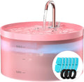 Pink Cat Water Fountain: with 6 Carbon Filters + 3 Sponge Filters | 108oz/3.2L Pet Water Fountain Indoor Faucet Cat Fountain for Cats and Dogs by BEMOONY