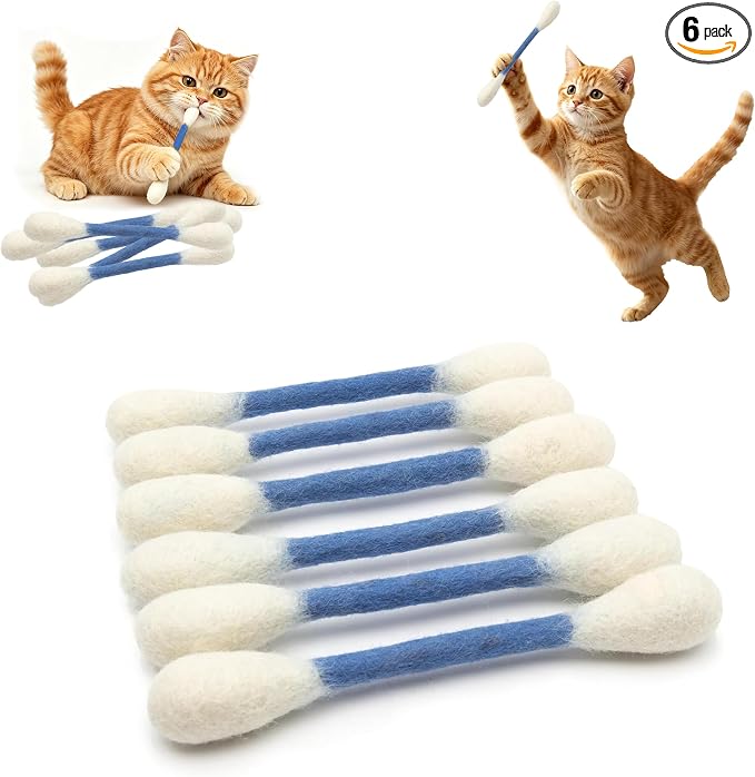 Giant Qtip Cat Toy, Cotton Swab Cat Toy with Catnip, Interactive Cat Toys for Indoor Cats, Catnip Toys, Cat Chew Toy – 6 Pack for Indoor Boredom Relief (Blue) by Unknown