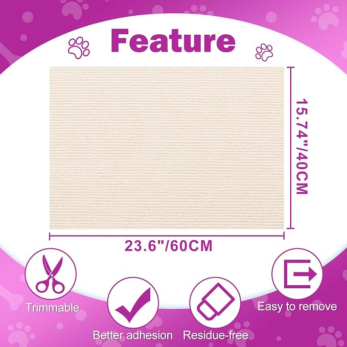 ENONCI 23.6x15.8 Cat Scratcher Mat, Self-Adhesive Cat Scratch Furniture Protector - Image 9