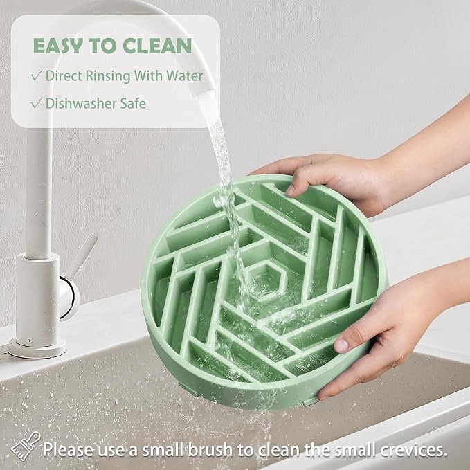 TOBYTO Slow Feeder Dog Bowls Large Medium Breed,Anti-Choking Slow Eating Dog Food Bowl,Non Slip Pet Slower Food Feeding Bowls Large Puzzle Slow Feeder Bloat Stop Maze Dog Dishes,Bean Green - Image 7