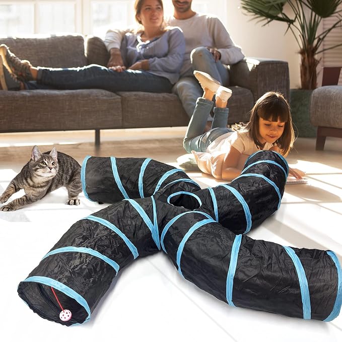 Bemodst Collapsible S-Shape Cat Tunnels - 4 Way Interactive Maze Toy for Kitten, Rabbit, Ferret - Image 3