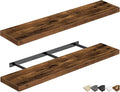 QEEIG Floating Shelves for Wall 47.2" Extra Long - Wall Shelf Bathroom Kitchen Living Room Bedroom Farmhouse Home Decor Display Bookshelf Large 47.2 x 9.3 inch Set of 2, Rustic Brown (008-120BN) by QEEIG