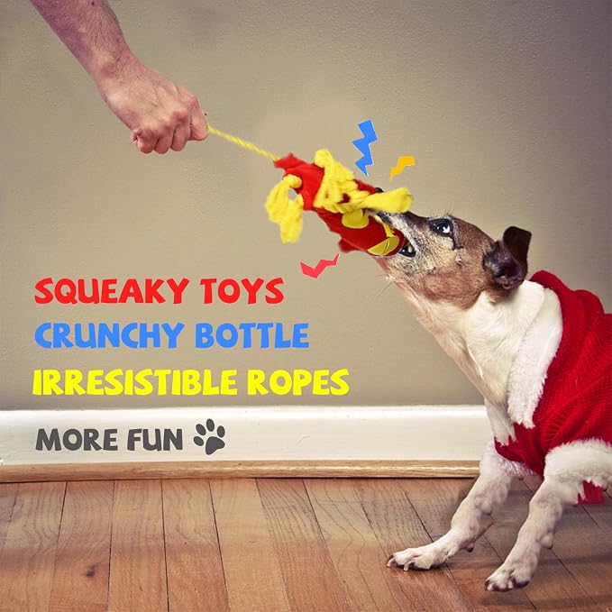 lilfrd Water Bottle Octopus Dog Toy, Squeaky Rope Stuffless Toys for Dogs | Durable Chew, Boredom Relief, Suitable for Small Medium Large Dogs - Image 6