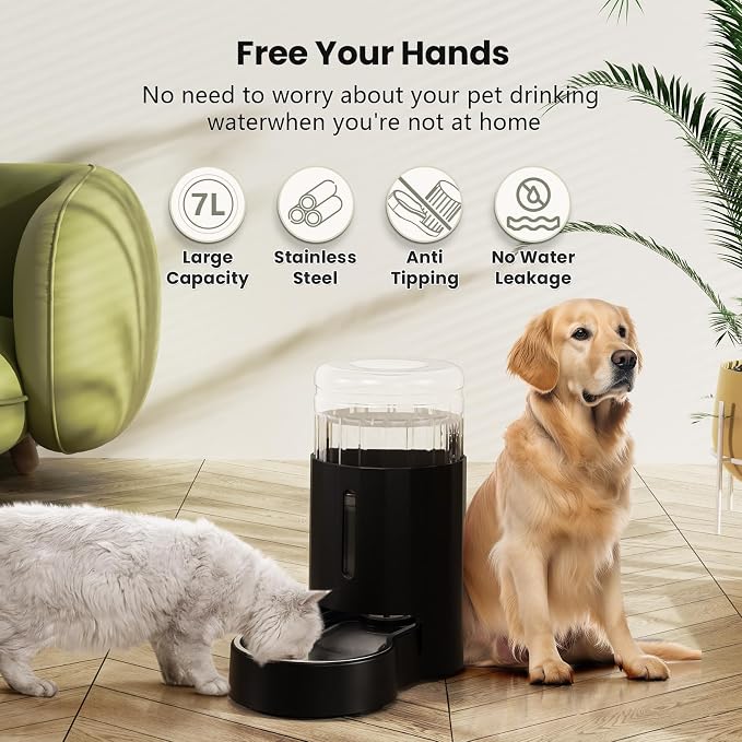 CZPET Dog Water Bowl Dispenser 7L, Wider Mouth Gravity Refilling (Black) | CZPET Dog Water Bowl Dispenser 7L, Wider Mouth Gravity Refilling (Black) - Image 8