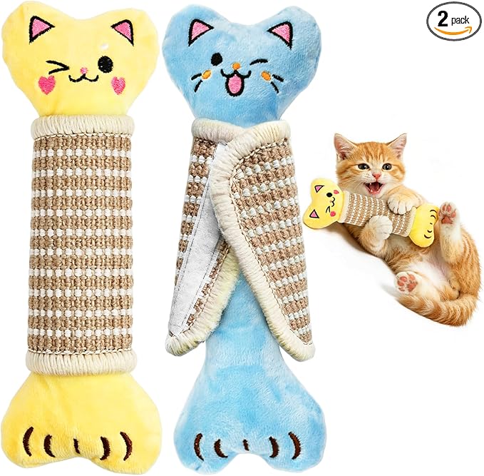 ENNOKEY Catnip Cat Toys Pillows for Indoor Kittens Kicker Chew, 9.45 Inches | Crinkle Sound, Durable Soft Sisal Material, Safe Teeth Cleaning, Interactive Fun by ENNOKEY