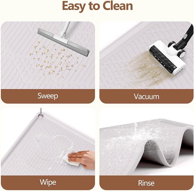 Silicone Cat Litter Box Mat 38'' x 25'' Cat Mat with Toy, White | Extra Large Litter Mat with lip, Non-Slip Waterproof Cat Litter Mat Litter Trapping Mat for Floor, Easy to Clean - Image 8