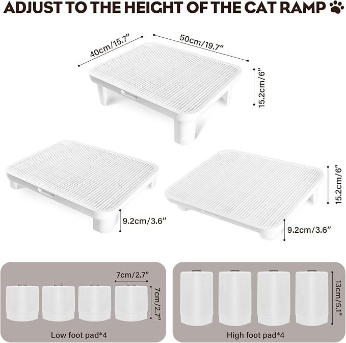 Cat Step Ramp Adjustable Litter Box Step with Filter Function, White | Elevated Double Layer Litter Box Ramp for Kitten & Old Cats, Easy Cleaning Litter Box Step Stool for Automatic Cat Litter Box - Image 3