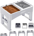 UPSKY 3-in-1 Elevated Dog Bowls Set with 4 Height Adjustable Stand, White | 304 Stainless Steel Bowl, No Spill Water Bowl, Slow Food Bowl, Anti-Slip, Dishwasher Safe, Suitable for Small Medium Dogs by UPSKY