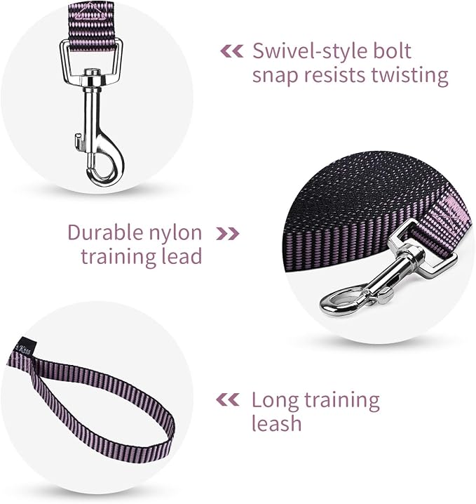 Hi Kiss Dog/Puppy Obedience Recall Training Agility Lead - 15ft 20ft 30ft 50ft 100ft Training Leash - Great for Training, Play, Camping, or Backyard(100ft,BL+PK) - Image 3