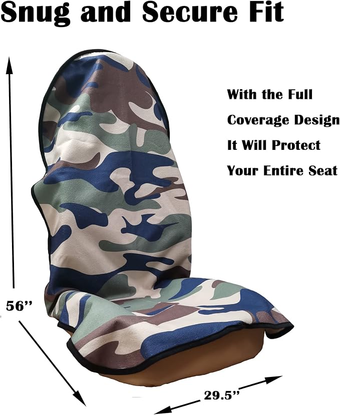 Car Seat Cover Protector Front Seats,for Gym Workout,Running,Swimming,Beach and Hiking,Waterproof Sweat Towel Bucket Seat Covers for Cars SUV Trucks (Camouflage, 2Pcs) - Image 3