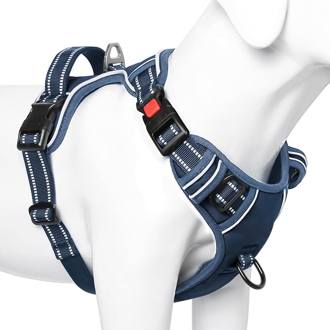 Timos Small Dog Harness, No Pull No Choke, Easy On & Off, Royal Blue, S | Adjustable Reflective Soft Padded, Neck Quick Release with 3 Buckles, Front & Back 2 Clips and Handle for Walking Training - Image 7