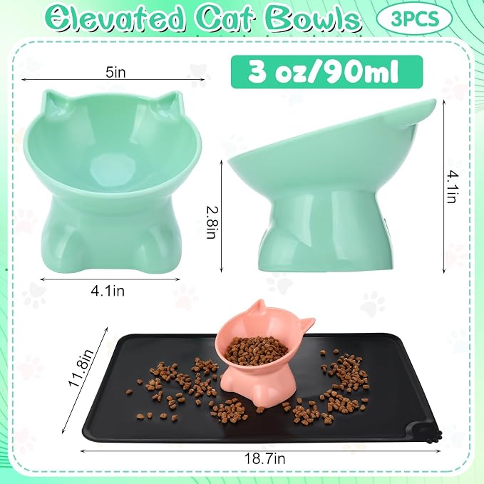 3 Pcs Raised Cat Bowl 15° Elevated Cat Food Bowl Tilted Cats Bowls | Anti Vomiting Cats Dishes Pet Food and Water Bowls for Indoor Cats and Small Dogs - Image 8