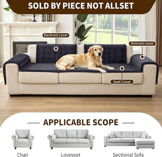 Leakproof Couch Cover for Dogs, Non Slip Washable Sofa Protector | Stain-Resistant Window Seat Cushions Chair Mat Car Seat Cover for Kids Pets (DarkGray 27.6" x 59") - Image 5