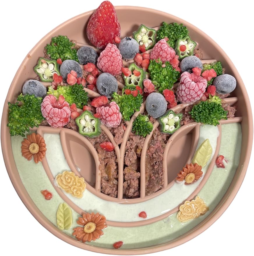 OHMO Slow Feeder Dog Bowl, 7.9" Lick Mat for Dogs, Tree of Life, Coral | Cat Slow Feeder Bowl, Anti Choking, Enrichment Toys, Easy Clean BPA-Free Silicone Feeding Bowl, Boredom and Anxiety Reducer - Image 5