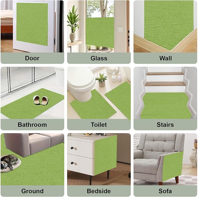 Cat Scratch Couch Furniture Protector from Cat Claws, Green, 39.3x15.8In | Heavy-Duty Cat Scratching Mat Pad for Sofa Corners, Walls, Doors-with 10 Pins - Image 6