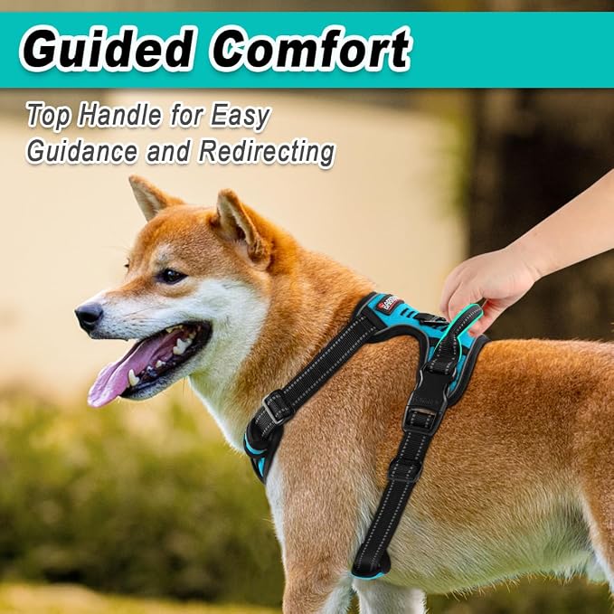 BARKBAY Dog Harness No-Pull Pet Harness Adjustable Outdoor Pet Vest 3M Reflective Oxford Material Vest for Dogs Easy Control for Small Medium Large blue Dogs (M) | Control Handle,Comfort,Heavy Duty,Adjustable Reflective,Perfect for Outdoor Training, Wa... - Image 4