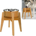 Elevated Dog Bowl for Mid-Large Breed, (12-Inch High, 64-oz) | Raised Food and Water Bowl with Stand, Flip-Resistant - Real Bamboo and Stainless Steel by ZPirates