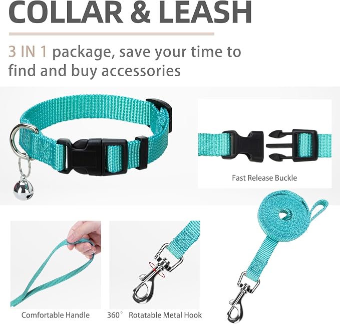 PUPTECK Dog Harness, Collar and Leash Set No Pull for Small Medium Sized | Soft Mesh Puppy Step-in Escape Proof Reflective No Choke Pet Cat Adjustable Walking Vest - Image 4