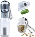 Cibaabo Dog Water Bottle with Food Container & Poop Bag Holder & Filter | Feeding & Hydration & Waste All in One | Travel Puppy Water Bowl | Portable Pet Dispenser | Dog Gifts | for Walking Beach by Cibaabo