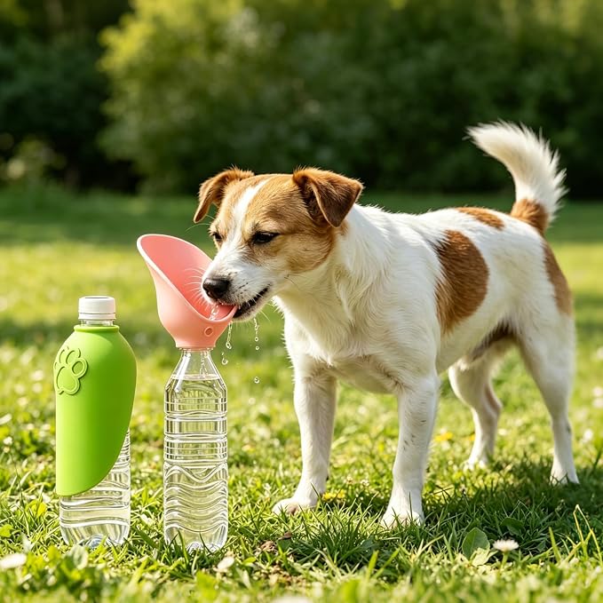 2PCS Dog Water Bottle Adapter Portable Silicone, Leakproof Foldable Pet Water Dispenser Cap with Bowl for Dog Cat Walking Hiking Travel Foldable Leaf Design, Cat Dog Attachment for Water Bottle - Image 6