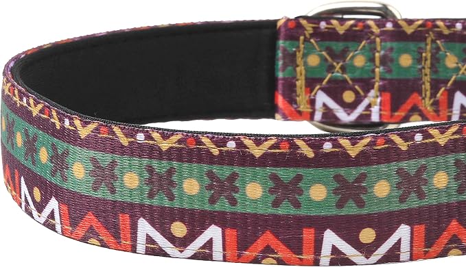 Reflective Dog Collar, Adjustable Neoprene Padded,Retro Geometric Flowers,M | Breathable Nylon for Medium Dogs,Tear-Resistant Webbing,Chafe‑Free on Walks and Hikes,Metal D-Ring,Night Safety - Image 5