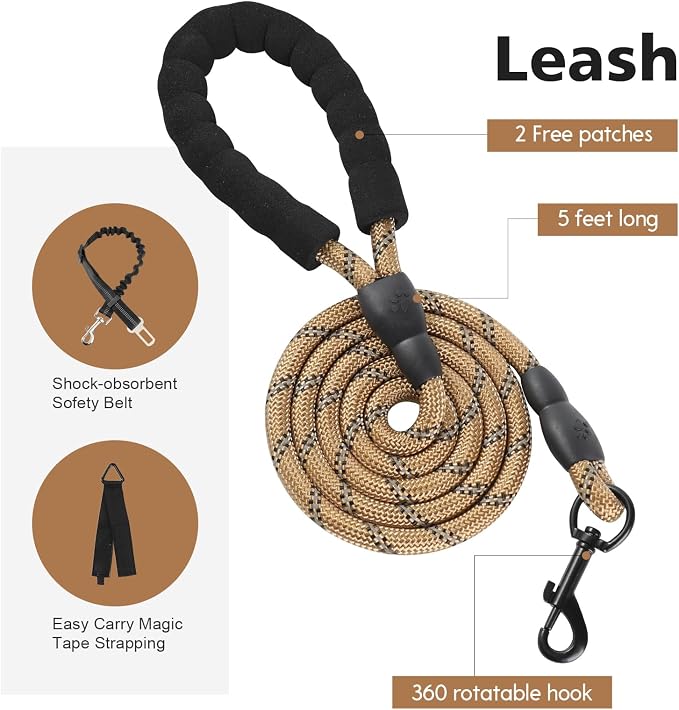 No Pull Tactical Dog Harness for Large Dogs, Service Dog Vest, XL, Brown | Tactical Dog Vest Harness and Leash Set, Adjustable Military Service Dog Harness with Handle for Medium Large Dogs - Image 6