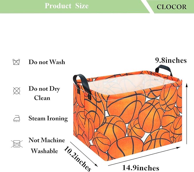 CLOCOR Rectangular Basketball Storage Basket Empty, Gift Basket, Room Decor(Basketball) - Image 6