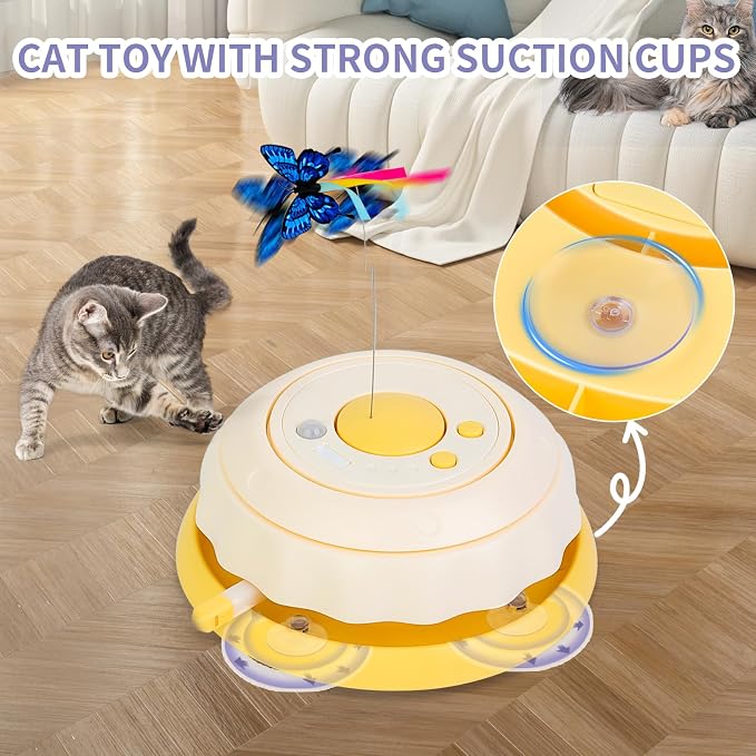 Interactive Cat Toys for Indoor Cats, Kitten Toys for Indoor Kittens,Yellow | Automatic Electronic Cat Toys for Bored Adult Cats, Stimulating Moving Cat Enrichment Toy, Hide and Seek Cat Games Toy - Image 7