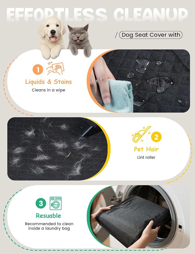Lamicall Dog Car Seat Cover for Back Seat with Hard Bottom for Car & SUV L | Upgraded Anti-Ripped Back Seat Extender for Dogs, Waterproof Dog Hammock for Car with Mesh Window, Pet Backseat Protector - Image 7