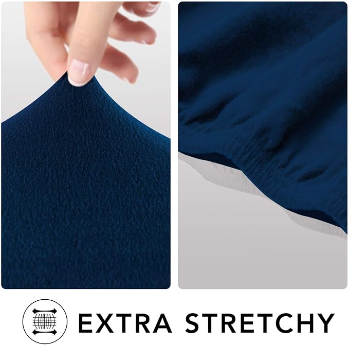 PureFit Stretch Couch Covers for Sofa 4 Seater Slipcovers Navy | 1-Piece Sofa Cover Washable Soft Couch protector, Couch Slipcover with Non Skid Foam and Elastic Bottom for Kids, Dogs - Image 4
