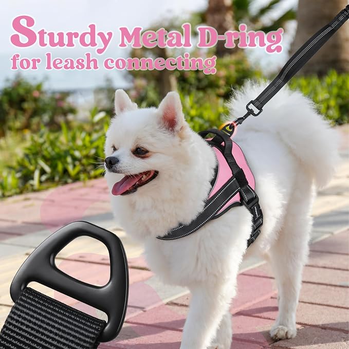 rabbitgoo No Pull No Choke Pet Vest, Adjustable Pet Harness with Molle | Large Sized Dog Harness, Reflective, Easy Wearing with One Buckle for Walking, Training, Pink, L - Image 7