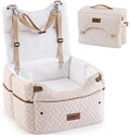 ZOMISIA Elevated Dog Car Seat for Medium Dogs, 3 Adjustable Heights with 2 Egg Crate Foam Boosters 4"+2", Dual-Sided Cooling&Plush Waterproof Cover, 2 Safety Leashes & Buckles, Beige by Zomisia
