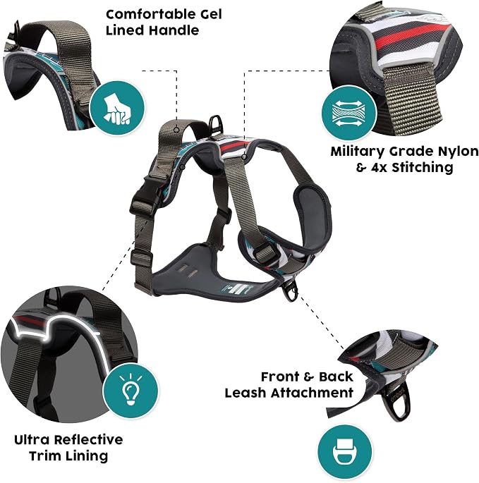 Embark No Pull Dog Harness, Reflective Adjustable Training Vest, No Choke | Adjustable straps fit all dog breeds with sturdy hooks; 360° reflective trim, soft padded Harness Design for All Dogs - Image 3