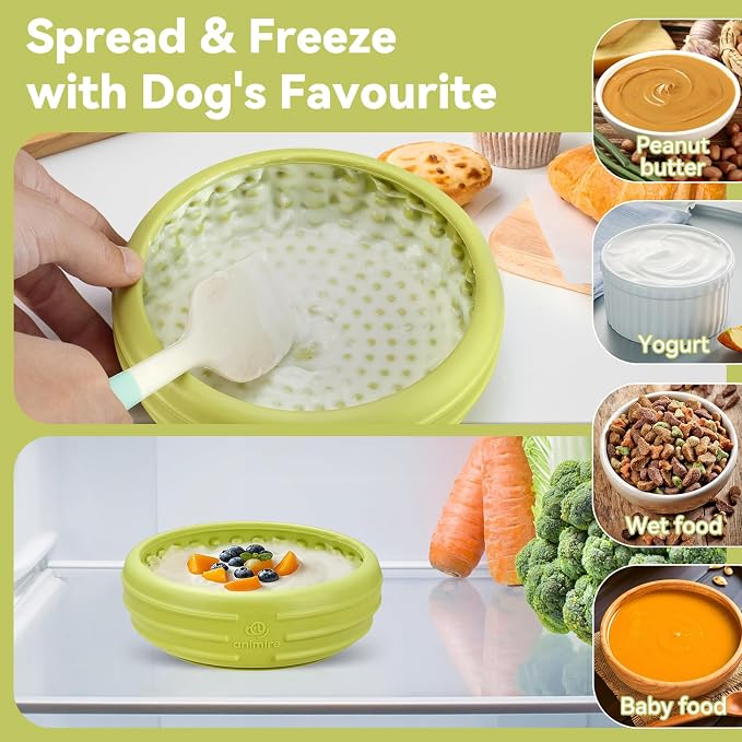 Dog Lick Bowl, Animire Freeze Lick Mat for Dogs, Non-Slip Slow Feeder Licking Bowl Enrichment Treat for Distraction Anxiety Relief, Food Grade Silicone, Dishwasher Safe(Green,S) - Image 3