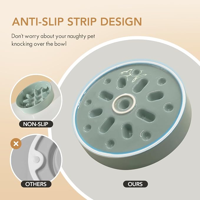 Havniva Dog Bowls Slow Feeder, Ceramic Slow Feeder Dog Bowls for Fast Eater | 0.9 Cups Dog Food Bowl Puzzle Feeder, Slow Feeding Bowls for Small Breed, Non-Slip Base, Anti-Choking - Image 3