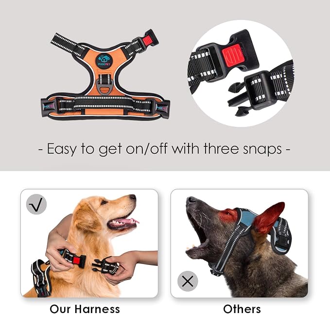 No Pull Dog Harnesses for Small Dogs Reflective Adjustable | Front Clip Vest with Handle 2 Metal Rings 3 Buckles [Easy to Put on & Take Off] (XS, Orange) - Image 4