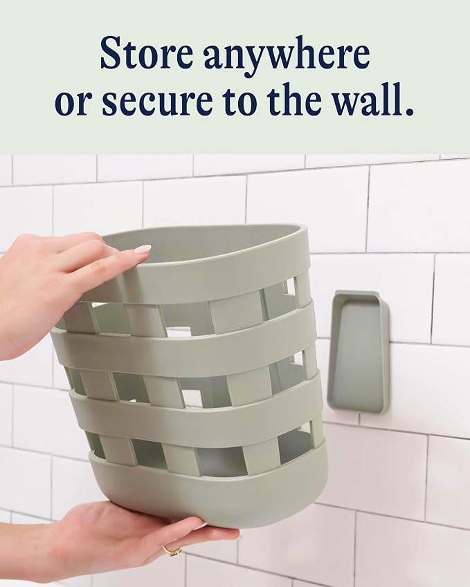 Lalo Bath Time Storage Bin, Removable Drying Bin for Bathtub | Bathtub Storage to Keep Items Organized and Dry, Secure Wall Attachment for Shower or Bath, Non-Toxic Plastic, Sage - Image 5