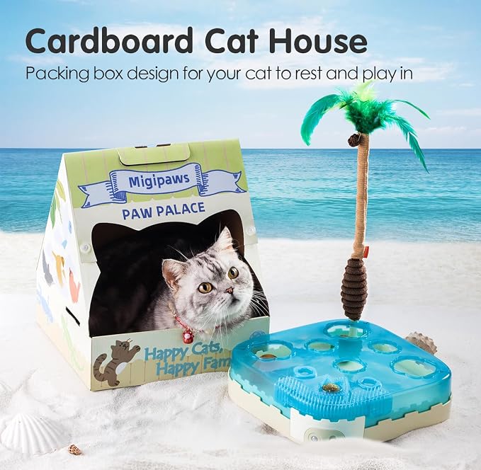 Migipaws Paw Palace Replacements,3 EVA Balls,1 Catnip Ball,2 Coconut Tree Teaser Pole Feather Accessories,Cat Ball Toys - Image 4
