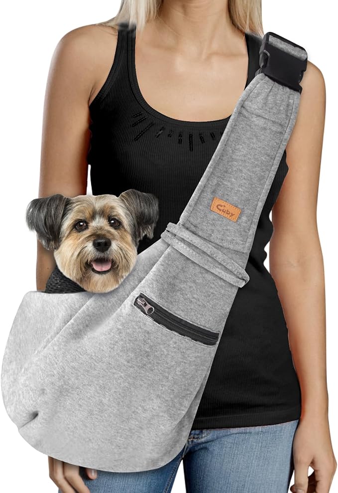 CUBY Dog and Cat Sling Carrier - Hands Free Reversible Pet Papoose Bag - Soft Pouch and Tote Design - Suitable for Puppy, Small Dogs Cats Outdoor by CUBY