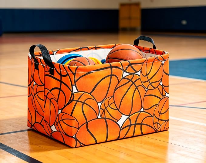 CLOCOR Rectangular Basketball Storage Basket Empty, Gift Basket, Room Decor(Basketball) - Image 4
