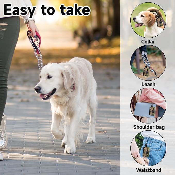 Poop Bag Holder for Leash, Large Opening Soft Fabric Doggy Waste Bag Dispenser with Zipper Camouflage Pattern Pouch for Easy Pull Out, Pet Poop Carrier with Clip for Retractable Leash Walking - Image 7