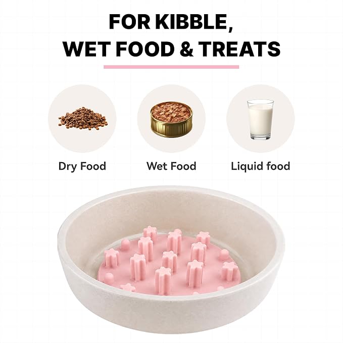 Slow Feeder Insert for Cat Dog Bowls, Anti-Choking Silicone with Strong Suction Cups, Fits Most Cat Bowls, Ideal for Puppy Small Medium Breeds (Pink) - Image 6