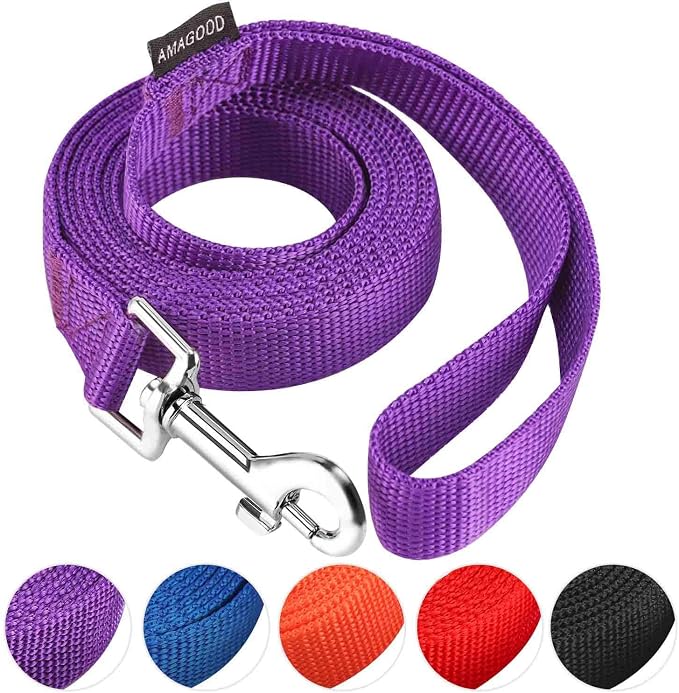 AMAGOOD 6 FT Puppy/Dog Leash, Strong and Durable Traditional Style Leash with Easy to Use Collar Hook, Great for Small, Medium and Large Dogs (3/4 in x 6 ft, Purple) by DOGLEASH