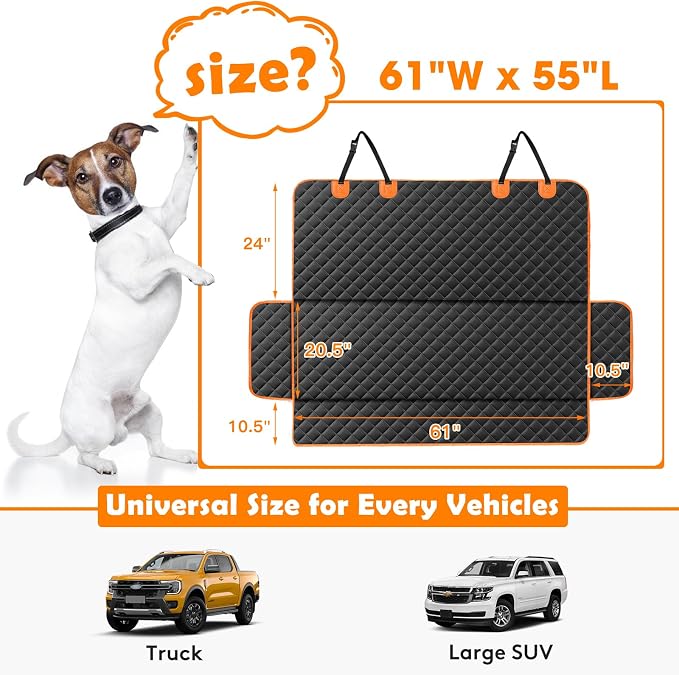 MIXJOY Truck Back Seat Cover for Dogs, Waterproof Pet Seat Covers for Trucks, Dog Cover for Truck Back Seat, Nonslip Pet Bench Seat Cover for Ford F150 F250 F350/Chevrolet Silverado/GMC/Ram - Image 2