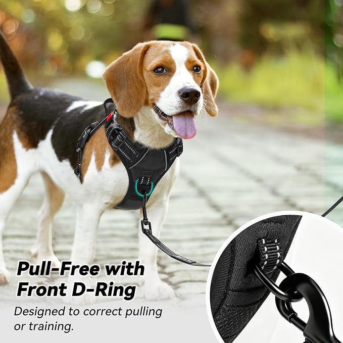 PoyPet No Pull Dog Harness Small with Front Clip & Neck Release Buckle | No Choke, Adjustable Vest, Reflective, Back Clip, Lockable, Soft Padded, Easy Control Handle for Walking Training, S, Black - Image 3