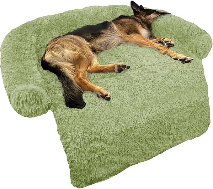 GGIB Calming Dog Bed Fluffy Plush Dog Mat for Furniture Protector with Removable Washable Cover for Large Medium Small Dogs and Cats (Large, Grass Green) by GGIB